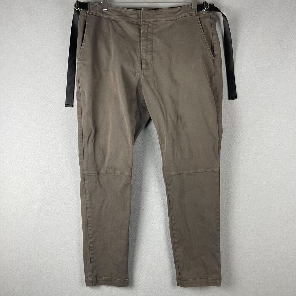 Stampd Strapped Chino Pant Mens 34 Brown Coated Twill Crop Gusseted Streetwear